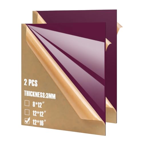 Image of 2pcs Pastel Cell Cast Acrylic Sheet Dark Purple 1 /8inch (3mm) 11.8x15.7 300x400mm Glossy Matte Laserable Plexiglass Sheets Plasitc Board for Laser Cutting Engraving DIY Project