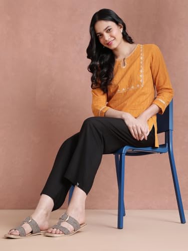 Image of TWIN BIRDS Women Viscose Kurti Pants | Straight Fit Ethnic Daily Trousers