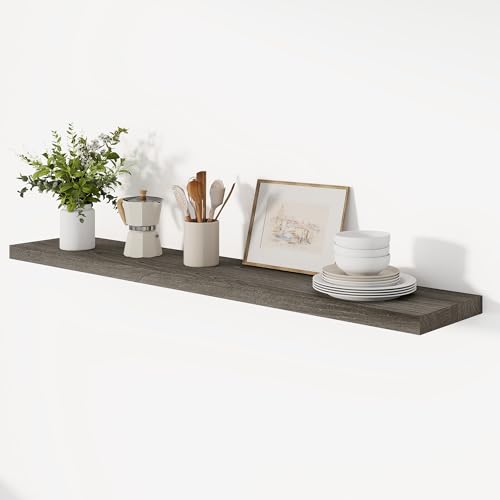 Image of Vivelove Elm Wood Floating Shelf 48x8 inch Set of 1, Grey