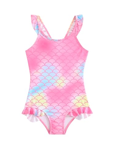 Image of Toddler Girls One Piece Swimsuits Cute Ruffle Bathing Suit Little Kids UPF 50+ Quick Dry Beach Swimwear 2-8Y