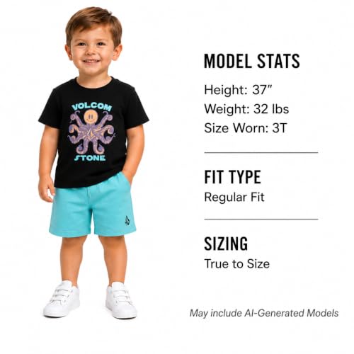Image of Volcom Toddler Baby Boy Shorts Set - 2 Piece Short Sleeve Graphic Tees and Tech Stretch Shorts for Boys Infant Summer Clothes