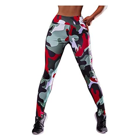 Wtouhe Gym Leggings for Women,2020 Sale Summer Sexy Ladies Yoga Pants Comfort Chic Digital Printed Jacquard Hip and Waist Fitness Sport Leggings Push Up for Running Gym Friend Gift Red Cover