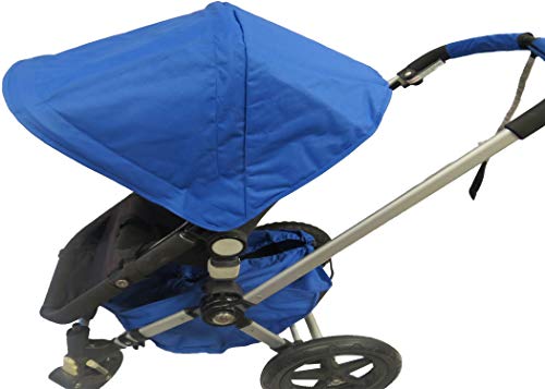 Royal Blue Sun Shade Canopy and Large Under Seat Storage Basket Plus Free Handle Bar Covers for Bugaboo Cameleon 1, 2, 3, & Frog Baby Child Strollers