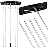 Gisafai Snow Roof Rake Snow Removal Tool with 5 Section Tubes 25 Inch Blade Adjustable 4.8-20 ft Reach Aluminum Shovel Rugged Slide for Single Cabins Car Roof(Black)