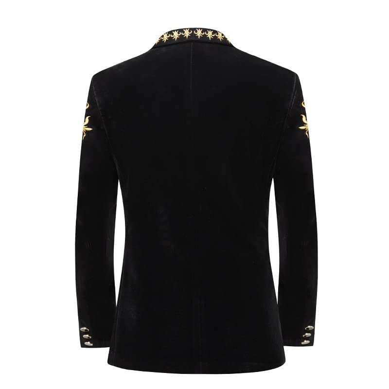 Gold Baroque Floral Embroidery Fleece Blazer Jacket Men Shawl Collar One Button Wedding Dinner Party Tuxedo3