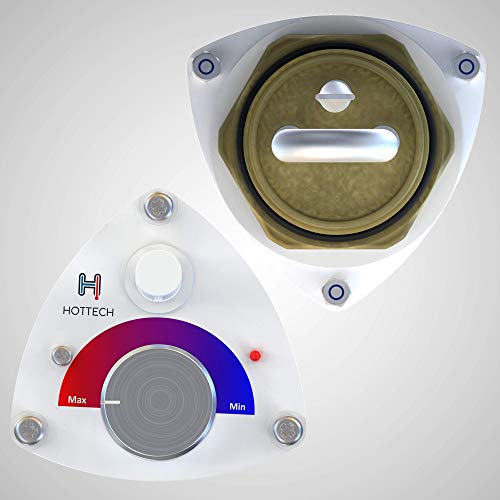 HOTTECH - Dompelaar verwarmingselement elektrisch voor ketel boiler – verwarmingspatroon met uni-Schuko-stekker en temperatuurregelaar, waterthermostaat, warmtewisselaar, wit, 230 V, 2000 W, 6/4 inch