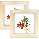 LEKAIYA 5x5 Picture Frames Set of 2, Square Natural Wood Grain Photo Frame for Tabletop or Wall Moun