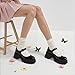 AOSPHIRAYLIAN Mary Janes Platform Mary Janes for Women Round Toe Dress Shoes for Women Ankle Strap Chunky Heel Uniform Women's Pumps Black Patent