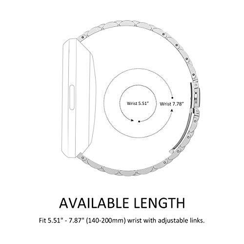 Maxjoy Compatible With Fitbit Versa Bands, Versa 2 Metal Band Large Stainless Steel Bracelet Wristband With Protective Cover Case For Men Women, Compatible With Fitbit Versa 2 1 Smart Watch, Silver #TOP5