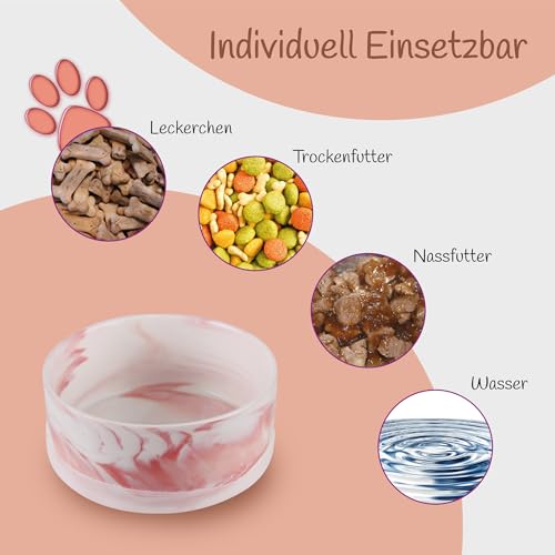 Hundenapf Keramik 2er Set (Pink / 850 ml) Napf für Kleine und Grosse Hunde - Modern rutschfeste Unterseite - Spülmaschinengeeignet - Futternapf