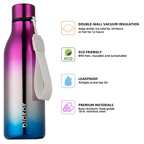 Image of BJPKPK Insulated Water Bottles, 18 oz Stainless Steel Metal Water Bottle with Strap, BPA Free Leak Proof Jugs, Mugs, Flasks, Reusable Thermal Flasks for Sports & Travel, Wonderland