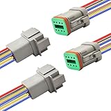 PLUXPAER 14 AWG 8 Pin DT Connector, 8 Wire Automotive Waterproof Electrical Connectors, 14 Gauge Male and Female Quick Connect Harness for Car Truck Boat -2 Pack
