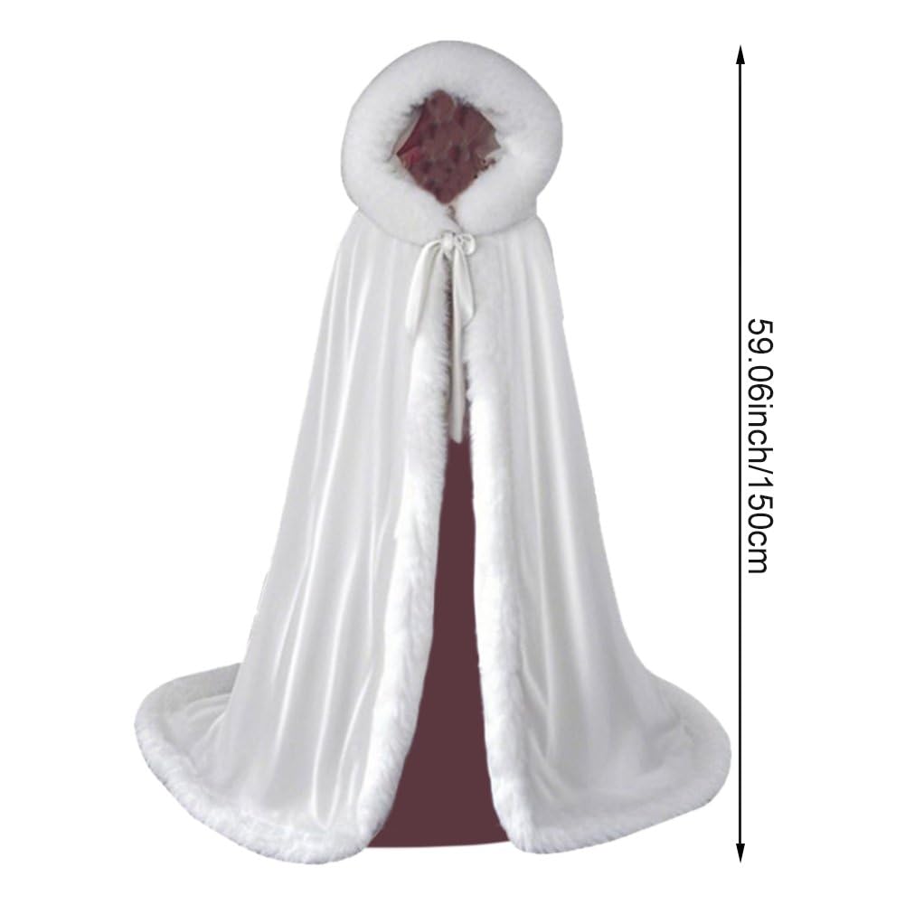 Cape Hanfu Traditionnelle d'automne d'hiver pour Femme, Style Chinois, avec Col en Fourrure Blanche. Idéale pour Le Carnaval Les Fêtes Costumées.