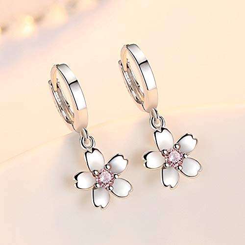 Boucles d'oreilles pendantes fleurs argent sterling 925 strass bijoux oreilles tombants femme