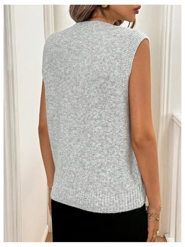 MakeMeChic Women's Casual V Neck Button Down Sleeveless Knit Lightweight Sweater Vest Tops2