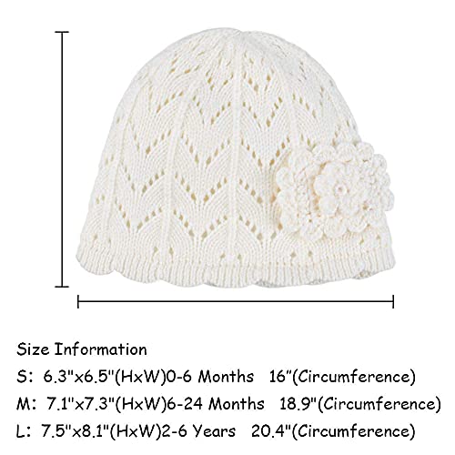 Baby Knitted Beret Hat Warm Infant Toddler Girls Beanie Autumn Winter Flower Kids Hats (White Flower, S) #TOP5