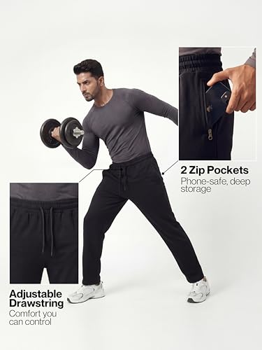Image of Fflirtygo Mens Straight Fit Track Pants with Zip Pockets | Cotton Joggers Gym | Lower for Men | Sweatpants Sizes Upto 6XL