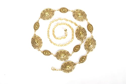 Women-Western-Metal-Chain-Concho-Belt-Boho-Adjustable-Metal-Belts for Dresses Jeans Trousers Country Concert Outfit4