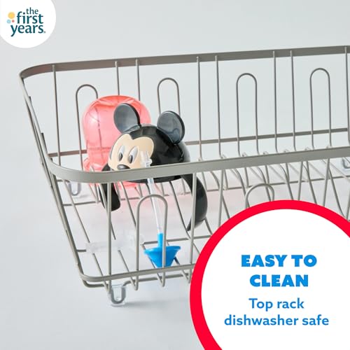 Image of The First Years Disney Mickey Mouse Weighted Straw Cup - Spill Proof Toddler Cups with Flip Top Cover and Silicone Straw - Dishwasher Safe - 7 Oz - 6 Months and Up, Small (Pack of 12)