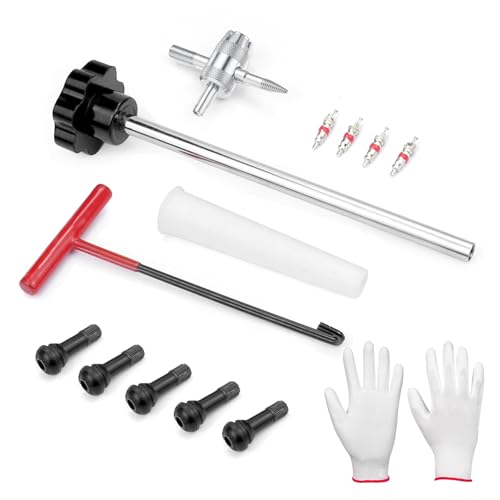 Image of Quick Change Tire Valve Tools - Replace Leaky Valve Stems in Cars, ATVs, Trucks, Motorcycles, with 5 TR413 Valve Cores & 4-Way Valve Tool