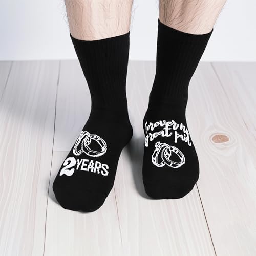 2nd Anniversary Cotton Gift “Two Years, Forever My Great Pair” A Pair of Socks with Card, Gift Box, Unique 2 Year Anniversary Cotton Gift for Him,Her,Husband,Couples3