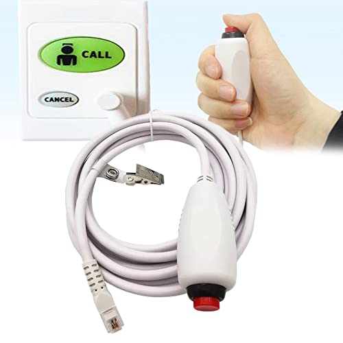 Replacement Nurse Cord Push Button Cable with Red Button Momentary Call Switch, RJ11 6P4C Plug, 10ft