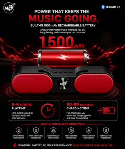 Image of Prime Beat 80W Bluetooth Speaker with Mobile Stand, TWS Pairing, Bluetooth 5.3, 1500mAh Battery, Loud Bass & Clear Sound, USB /TF /FM Support - Wireless Speaker for TV, Laptop, Tablet & Mobile (RED)