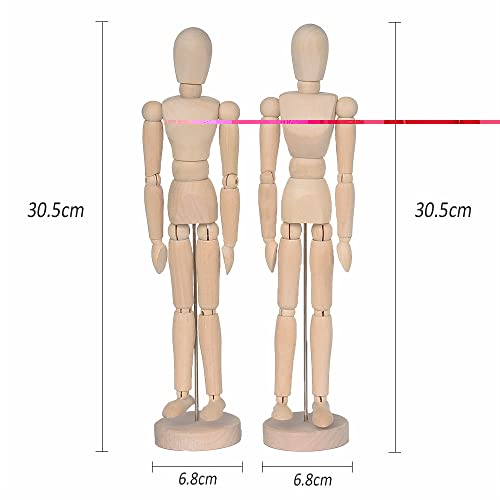 Alikeke DD-0603 2 Pack 12 Inches Tall Wooden Mannequin Artist Manikin thumb #1