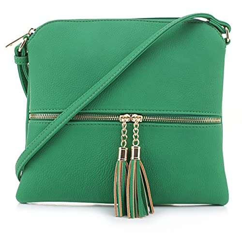Image of SG SUGU Lightweight Medium Crossbody Bag Shoulder Bag with Tassel and Zipper Pocket