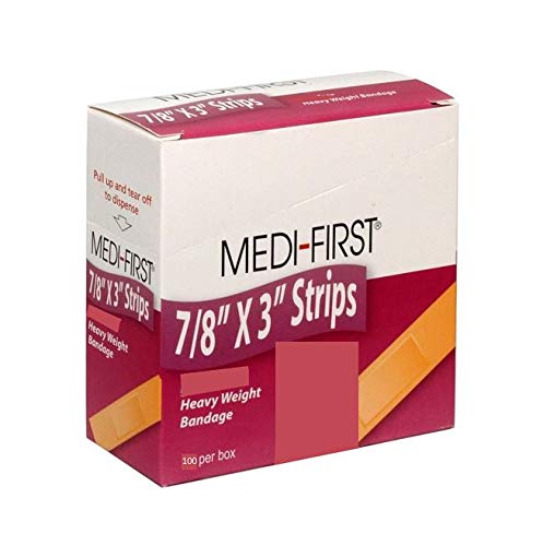 Medique Products 61433 Extra Heavy Weight Latex Free Flexible Woven Strip Bandages, 7/8-Inch By 3-Inch, 100 Per Box