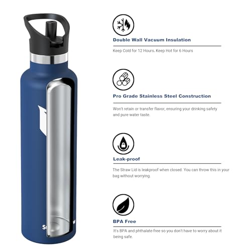 Sparrow Insulated Water Bottle 1L, FlipFlow Metal Water Bottles with Straw Lid, BPA Free - Image 2
