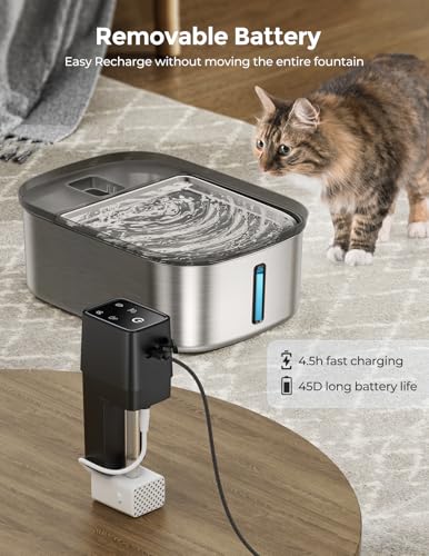 Image of Wireless 7.5l /254oz /2Gal Dog Water Fountain for Large Dogs Stainless Steel, Quiet Pet & Cat Water Fountain with Motion Sensor, Automatic Water Dispenser for Dogs with 6psc Filters