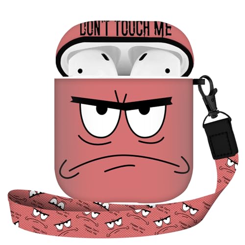 Image of for Airpods Case,Don't Touch Me Cool Cover with Lanyard Big Eyes Cute Cartoon for Airpods 2nd Generation Case,Soft Shockproof Cover for Women Men-Watermelon Red