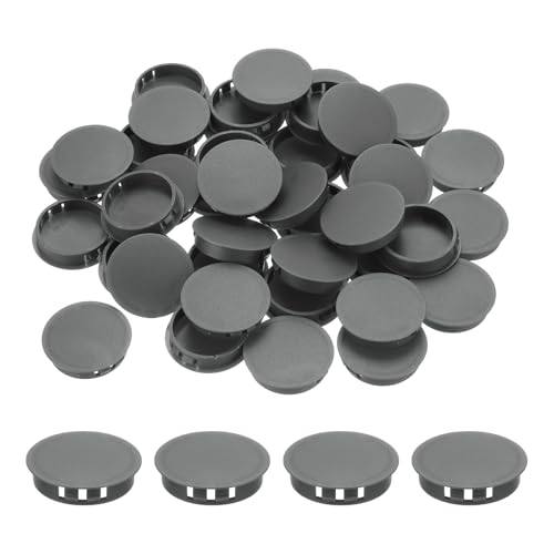 Image of MECCANIXITY 64PCS 38mm(1 1 /2 inch) Dark Grey Plastic Hole Plugs, Flush Type Panel Hole Plugs Insert End Caps for Locking Hole Tubes Furniture Cabinet