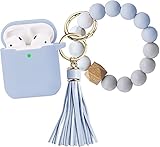 Silicone Airpods Case Cover,Wonjury Protective Case with Bracelet Keychain for Women Girls,Skin for