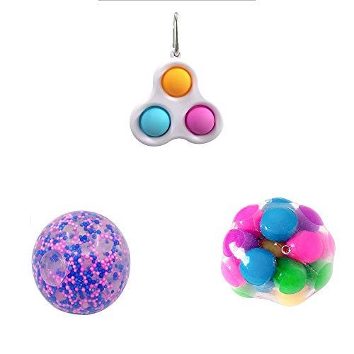 Fidget Toy Set Push Pop Pop Bubble Sensory, DNA Stress Balls and Pop Its, Fidget Balls Pop its Stress Relief and Anti-Anxiety for Kids and Adults, Tear-Resistant, ADHD, OCD, Anxiety (A) Beige