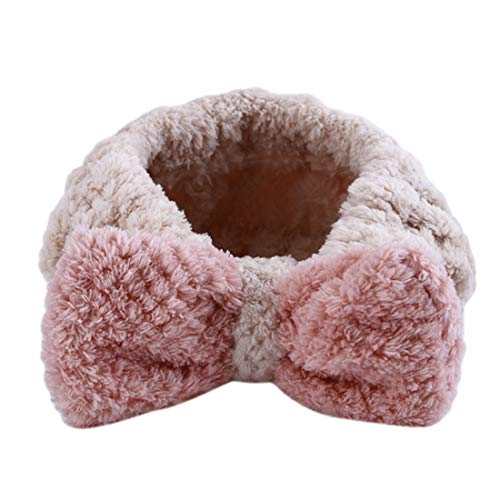 LGJJJ Haarband für Kosmetik Elastisch Waschen Dusche Gesicht Make-up Frauen Stirnband Mädchen Bowknot Verbreitertes Haarband Haarschmuck Geschenk,Beige Cover
