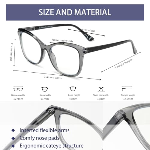 Image of OUWEN Retro Cat Eye Blue Light Blocking Glasses for Men Women, Anti EyeStrain & UV Glare Computer Gaming Eyeglasses OW2242