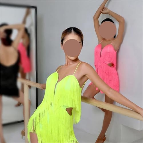 Robe de danse latine et compétition sexy sans manches à franges