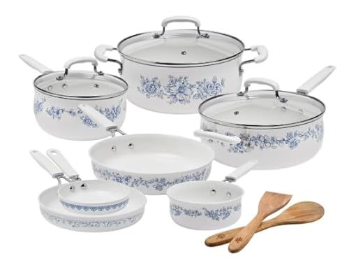 Agatha 12-Piece Aluminum & Ceramic Classic Cookware Set Blue