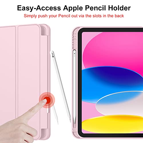 iMieet iPad (A16) Case/iPad 10th Generation Case [11-Inch 2025/10.9 Inch 2022] with Pencil Holder, Trifold Stand Smart Cover with Soft TPU Back,Auto Wake/Sleep(Pink) by iMieet - Image 5