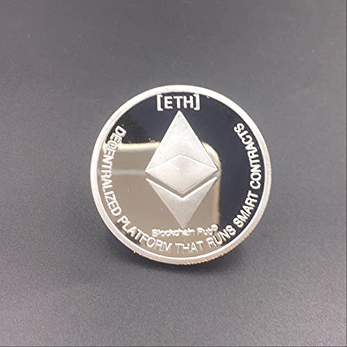 carebaby 1pcs Gold Silver Plated Ethereum Coin Replica Art Collection Gift Physical Metal Antique Imitation Non-Currency Coins Collectibles