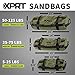 XPRT Fitness Workout Sandbag for Heavy Duty Workout Cross Training 7 Multi-positional Handles - Color Army Green/Black/Camo (Army Green Set of 3, Small+Medium+Large)