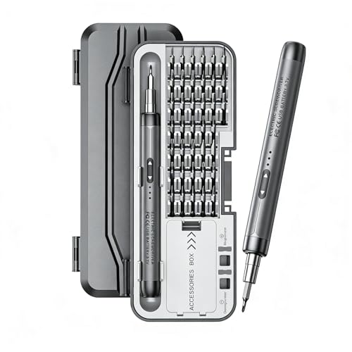 AUXOM Kit de Ferramentas de Precisão 46 em 1 | Chave de Fenda Manual e Elétrica Profissional, Bits em Aço Cromo-Vanádio com Estojo Magnético para Conserto de Celular, Notebook, Eletrônicos