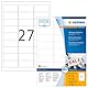 HERMA 10300 Universal Etiketten ablösbar, 100 Blatt, 63,5 x 29,6 mm, 27 pro A4 Bogen, 2700 Stück, selbstklebend, bedruckbar, matt, blanko Papier Klebeetiketten Aufkleber, weiß