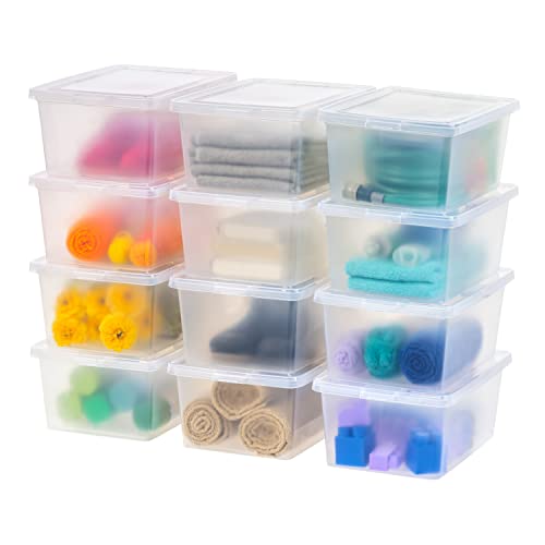Image of IRIS USA 12-Pack Storage Bins with Lids, 17 Quart, Shoe Boxes Clear Stackable Containers Organize Shoes Closet Shelves, Classroom Organization Teacher Tools, Game Storage - BPA-Free Plastic