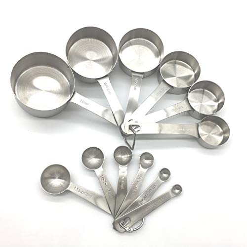 Set de 12 piezas de vasos y cucharas medidoras acero inoxidable miniatura 3
