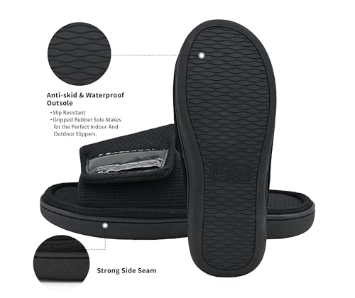 Image of Panda Bros Adjustable House Slippers for Men Soft Open Toe Breathable Indoor Outdoor Slip on Slides Slippers with Memory Foam for Home Bedroom
