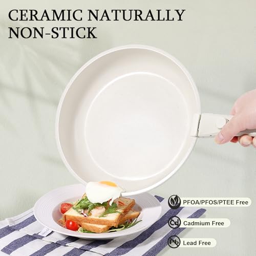 Image of GiPP Non Stick Frying Pans Set Removable Handle, Oven Safe Nonstick Fry Pan Skillets with Detachable Handle, Granite Coating Healthy Cooking Compatible with All Stovetops, PFOA Free, RV Cookware set