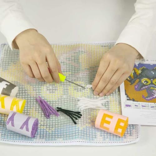Image of Numptain Latch Hook Kits for Adults,DIY Rug Crafts Colorful Butterfly Pattern Color Printed Canvas,Latch Hook Kits for Beginners Handmade Needlework Crafts Home Decoration,12 inchx12 inch NT2